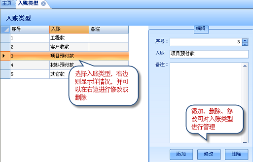 入賬類型
